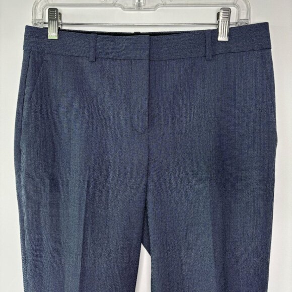 Theory Women's Testra 2B Spring Blue Multi Flat Front Wool Dress Pants Size 4 - Picture 2 of 10